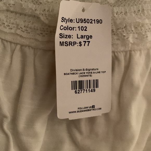 Suzanne Betro ivory white top brand new with tag lace sleeves - Picture 12 of 12